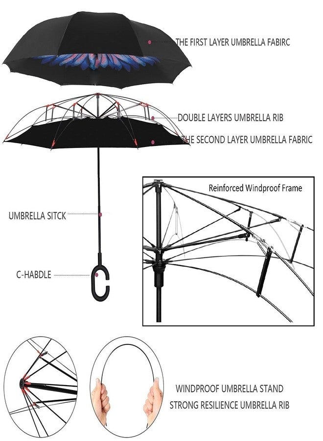 SHOPOBOX Unisex Windproof Upside Down Reverse Umbrella with C-Shaped Handle and UV Protection - Image 5